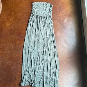 Olive Green Strapless Maxi Dress